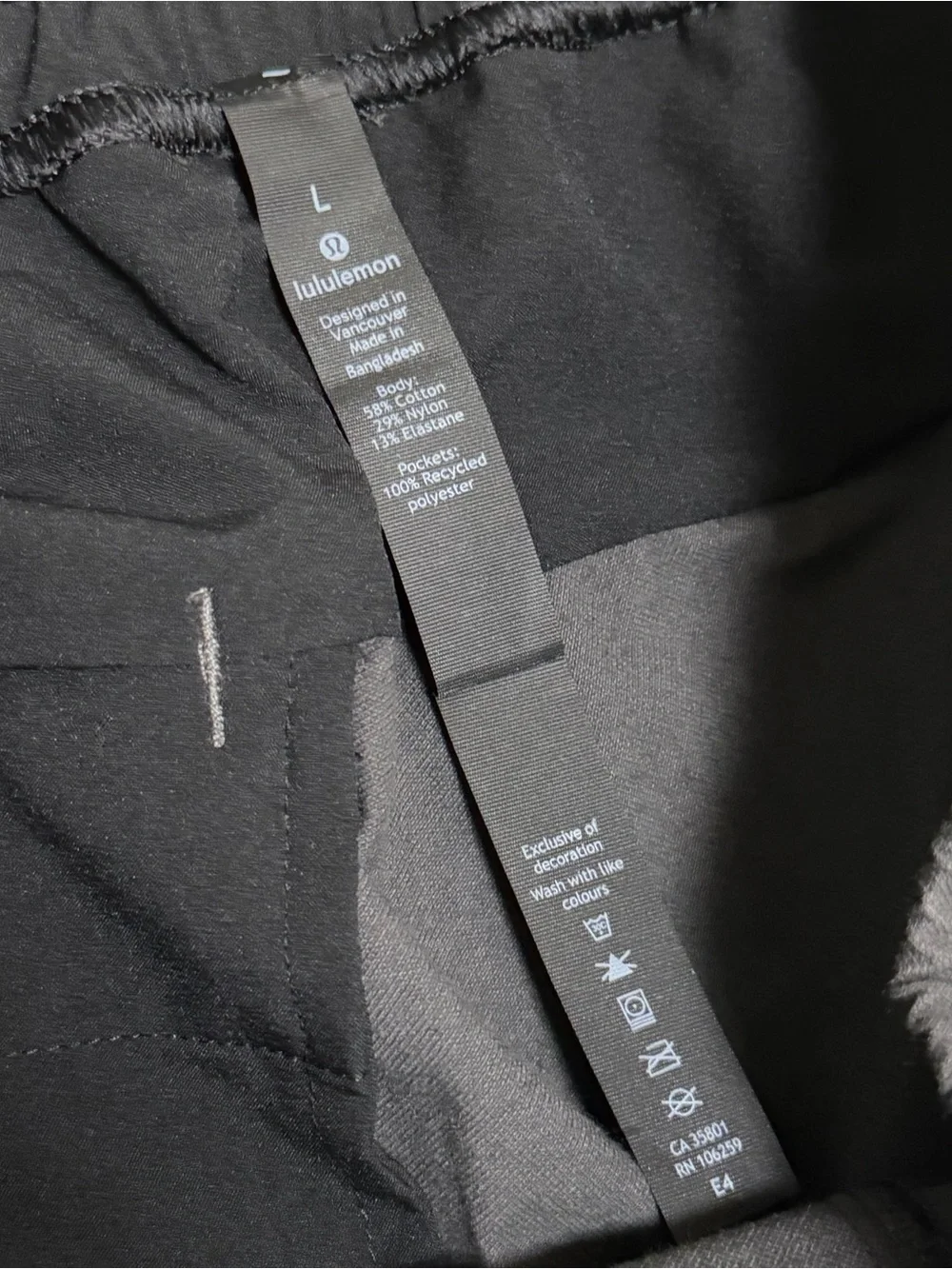 Lululemon Men's ABC Jogger Canvas Graphite Grey Drawstring Sz Large M5951S